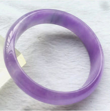 Load image into Gallery viewer, 10% OFF- 57/58/59mm Certified Natural Lavender Jadeite Emerald A*Jade HandCarved Lucky Bracelet Bangle F102