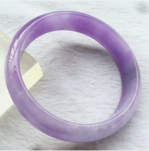 Load image into Gallery viewer, 10% OFF- 57/58/59mm Certified Natural Lavender Jadeite Emerald A*Jade HandCarved Lucky Bracelet Bangle F102