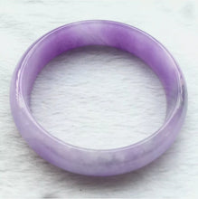 Load image into Gallery viewer, 10% OFF- 57/58/59mm Certified Natural Lavender Jadeite Emerald A*Jade HandCarved Lucky Bracelet Bangle F102