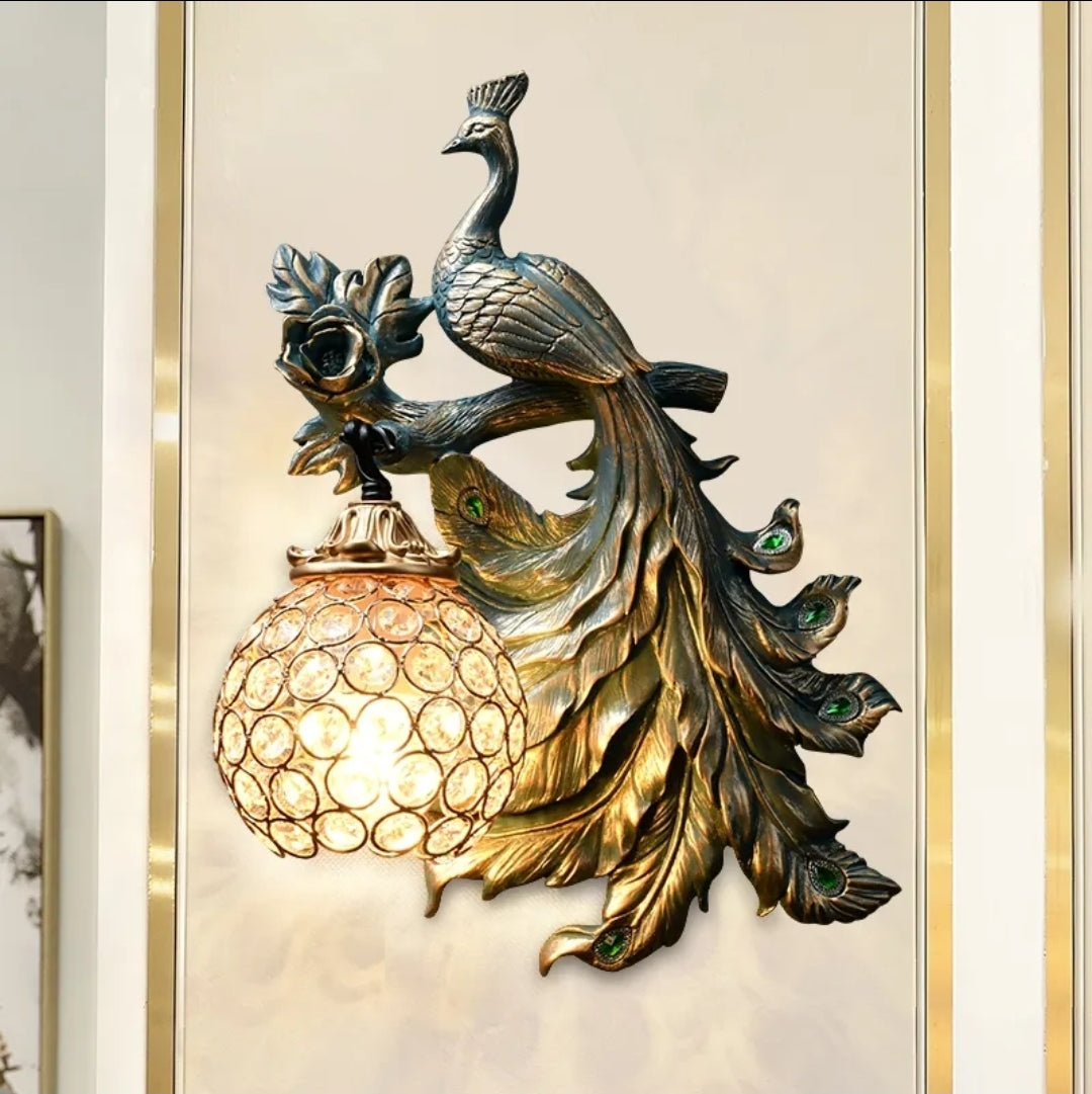 Peacock wall store lamp