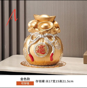 Auspicious Feng Shui Gold Money Bag Pendant Necklace
