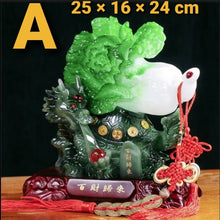 Load image into Gallery viewer, Chinese Feng Shui Lucky Wealth Cabbage Dragon Toad Statue Home/Office Decor Sculpture Craft Living Room TV Cabinet Fortune Ornament Housewarming Gift