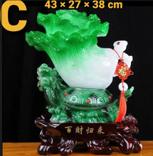 Load image into Gallery viewer, Chinese Feng Shui Lucky Wealth Cabbage Dragon Toad Statue Home/Office Decor Sculpture Craft Living Room TV Cabinet Fortune Ornament Housewarming Gift