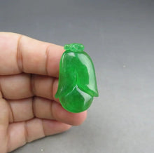 Load image into Gallery viewer, 10% OF- Certified Natural Icy Jadeite Emerald A*Jade Handcarved Lucky Beautiful Magnolia Flower Pendant A505