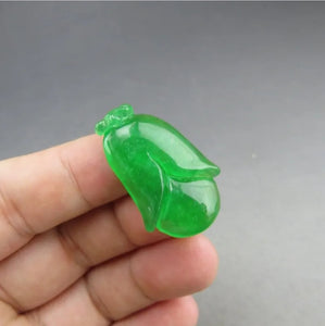 10% OF- Certified Natural Icy Jadeite Emerald A*Jade Handcarved Lucky Beautiful Magnolia Flower Pendant A505