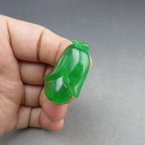 10% OF- Certified Natural Icy Jadeite Emerald A*Jade Handcarved Lucky Beautiful Magnolia Flower Pendant A505