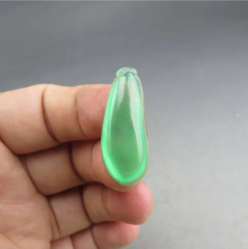 10% OF- Certified Natural Icy Jadeite Emerald A*Jade Handcarved Lucky Blessing Melon Pendant A53