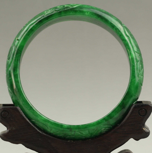 54-56mm Certified Natural Jadeite Emerald A Jade Dragon Ruyi Flower Bangle NO.C230 with Gift Box