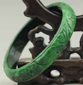 54-56mm Certified Natural Jadeite Emerald A Jade Dragon Ruyi Flower Bangle NO.C230 with Gift Box