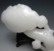 Load image into Gallery viewer, 10&#39;&#39;Height-Chinese Genuine Natural White Jade Hand-Carved Lingzhi &amp; Ruyi Statue (Large)