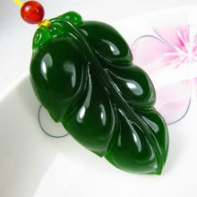 Load image into Gallery viewer, Certified Natural Green Hetain Jade HandCarved Leaf Pendant