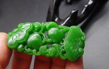 Load image into Gallery viewer, Certified Natural Green Hetain Jade HandCarved Peach Ruyi Pendant