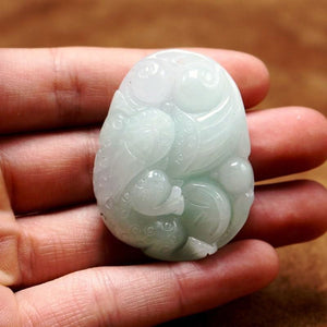 10% OFF on Sales- Certified Natural Icy Jadeite Emerald Jade tablets Jin Chan Pendant《Grade A》5549