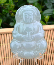 Load image into Gallery viewer, 10% OFF on Sales- Certified Natural Oily Light Green Jadeite Emerald Jade Translucent Guanyin Pendant &lt;&lt;Grade A&gt;&gt;