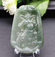 Load image into Gallery viewer, 10% OFF on Sales- Certified Natural Oily Green Jadeite Emerald Jade Translucent Guan Yu Pendant【Grade A】0980