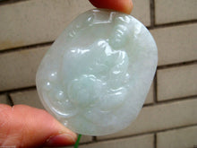 Load image into Gallery viewer, 10% OFF on Sales- Certified Natural Icy Jadeite Emerald Jade Translucent Guanyin Pendant 《Grade A》0549