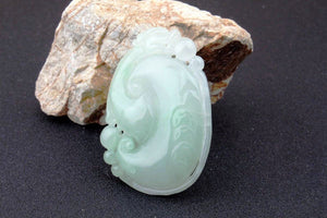 10% OFF on Sales- Certified Natural Icy Jadeite Emerald Jade tablets Dragon Ruyi Pendant 《Grade A》9321