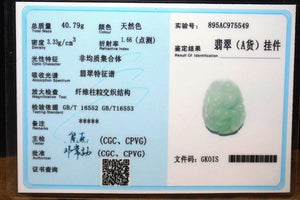 10% OFF on Sales- Certified Natural Icy Jadeite Emerald Jade tablets Jin Chan Pendant《Grade A》5549