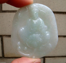 Load image into Gallery viewer, 10% OFF on Sales- Certified Natural Icy Jadeite Emerald Jade Translucent Guanyin Pendant 《Grade A》0549