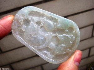 10% OFF on Sales- Certified Natural Icy Jadeite Emerald Jade Fish Pendant 【Grade A】9346