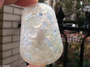 10% OFF on Sales- Certified Natural Icy Jadeite Emerald Jade Fish Pendant 【Grade A】9346