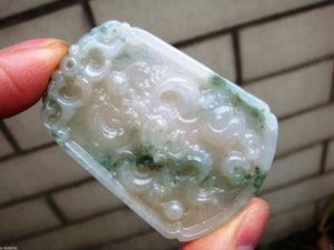 10% OFF on Sales- Certified Natural Icy Jadeite Emerald Jade Dragon Pendant 【Grade A】9756