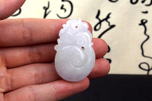 Load image into Gallery viewer, 10% OFF on Sales- Certified Natural Icy Jadeite Emerald Jade tablets Dragon Pendant 《Grade A》9313