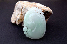 Load image into Gallery viewer, 10% OFF on Sales- Certified Natural Icy Jadeite Emerald Jade tablets Dragon Ruyi Pendant 《Grade A》9321