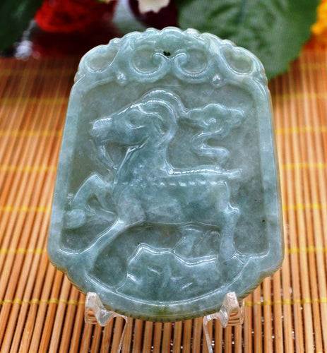 10% OFF on Sales- Certified Natural Jadeite Emerald Jade tablets Emerald Sheep Pendant《Grade A》0239