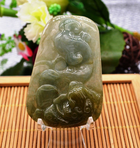 10% OFF on Sales- Certified Natural Jadeite Emerald Jade tablets Emerald Ruyi Toad Pendant《Grade A》7060