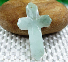 Load image into Gallery viewer, 10% OFF on Sales- Certified Natural Ice Jadeite Emerald Jade Tablets Eternal Cross Pendant《Grade A》0817