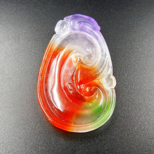 10% OFF on Sales- Certified Natural Ice Jadeite Emerald Jade tablets Dragon Ruyi Pendant《Grade A》7105