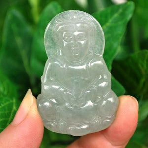 10% OFF on Sales- Certified Natural Icy Jadeite Emerald Jade tablets Cabbage Pendant《Grade A》0676