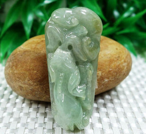 10% OFF on Sales- Certified Natural Icy Jadeite Emerald Jade tablets Dragon Pendant《Grade A》2102