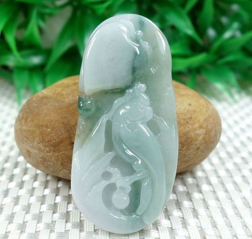 10% OFF on Sales- Certified Natural Icy Jadeite Emerald Jade tablets Bird Pendant（富贵鸟）《Grade A》1652