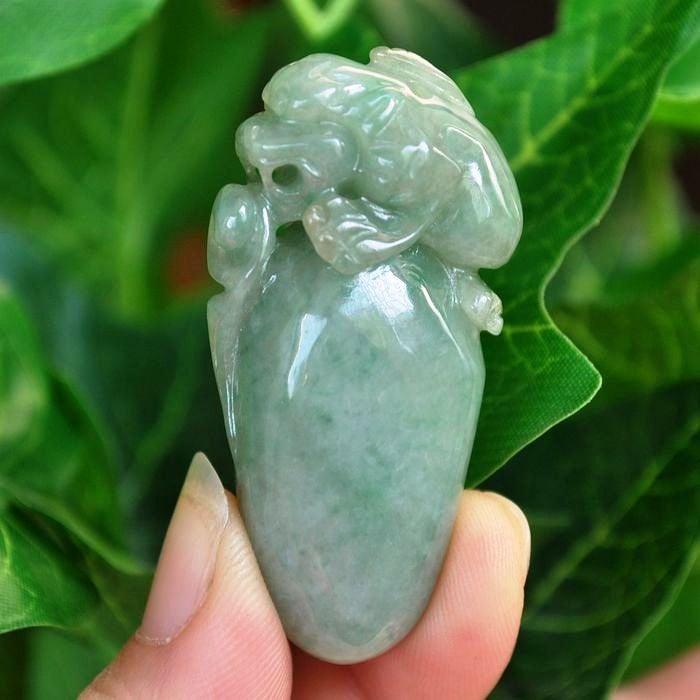 10% OFF on Sales- Certified Natural Icy Jadeite Emerald Jade tablets Dragon Pendant《Grade A》5779