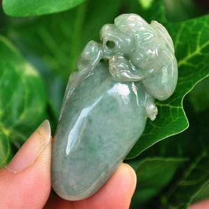 10% OFF on Sales- Certified Natural Icy Jadeite Emerald Jade tablets Dragon Pendant《Grade A》5779