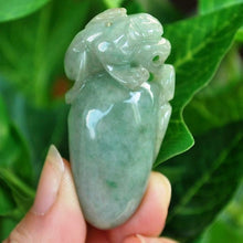 Load image into Gallery viewer, 10% OFF on Sales- Certified Natural Icy Jadeite Emerald Jade tablets Dragon Pendant《Grade A》5779