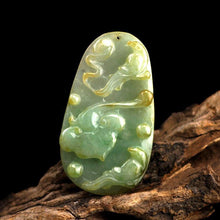 Load image into Gallery viewer, 10% OFF on Sales- Certified Natural Icy Jadeite Emerald Jade tablets Ruyi Magpie Pendant《Grade A》6138