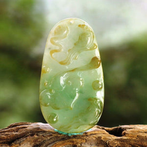 10% OFF on Sales- Certified Natural Icy Jadeite Emerald Jade tablets Ruyi Magpie Pendant《Grade A》6138