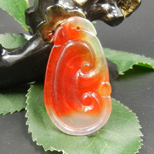 10% OFF on Sales- Certified Natural Ice Jadeite Emerald Jade tablets Ruyi Dragon Pendant《Grade A》7096