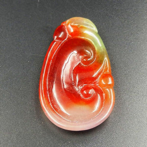 10% OFF on Sales- Certified Natural Ice Jadeite Emerald Jade tablets Ruyi Dragon Pendant《Grade A》7096