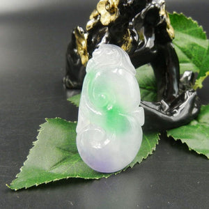 10% OFF on Sales- Certified Natural Ice Jadeite Emerald Jade tablets Ruyi Dragon Pendant《Grade A》4332