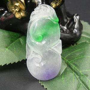 10% OFF on Sales- Certified Natural Ice Jadeite Emerald Jade tablets Ruyi Dragon Pendant《Grade A》4327