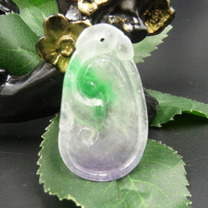 10% OFF on Sales- Certified Natural Ice Jadeite Emerald Jade tablets Ruyi Dragon Pendant《Grade A》7112