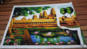 10% OFF on Sales- 64.96'' L-Genuine Trussence Cross Stitch Handmade Angkor Wat Temple Painting (165 cm x 95 cm)