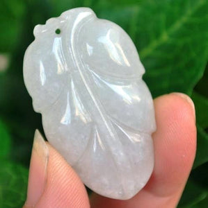 10% OFF on Sales- Certified Natural Ice Jadeite Emerald Jade tablets Leaf Pendant《Grade A》3589