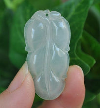 Load image into Gallery viewer, 10% OFF on Sales- Certified Natural Ice Jadeite Emerald Jade tablets Leaf Pendant《Grade A》0538