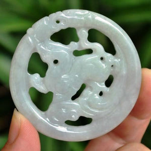 10% OFF on Sales- Certified Natural Ice Jadeite Emerald Jade tablets Dragon-Pixiu Pendant《Grade A》9129