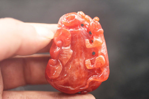 10% OFF on Sales- Certified Antique Natural Red Jadeite Emerald Jade tablets Dragon Pendant《Grade A》A661